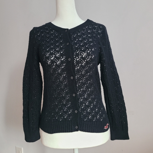 Hollister Sweaters - Hollister Black Knitted Cardigan Size  Medium